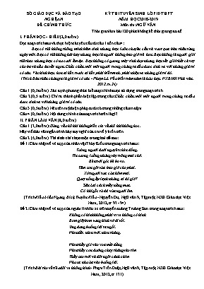 Đề thi tuyển sinh vào Lớp 10 THPT môn Ngữ văn - Năm học 2018-2019 - Sở giáo dục và đào tạo Nghệ An (Có đáp án)